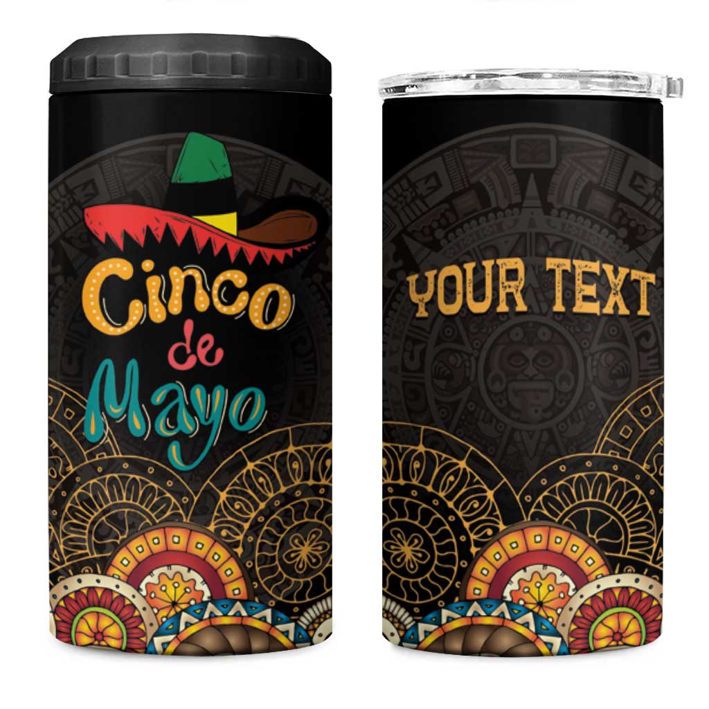 Personalized Mexico Cinco de Mayo Fiesta 4 in 1 Can Cooler Tumbler Traditional Sombrero Hat