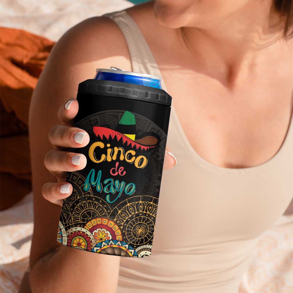Personalized Mexico Cinco de Mayo Fiesta 4 in 1 Can Cooler Tumbler Traditional Sombrero Hat