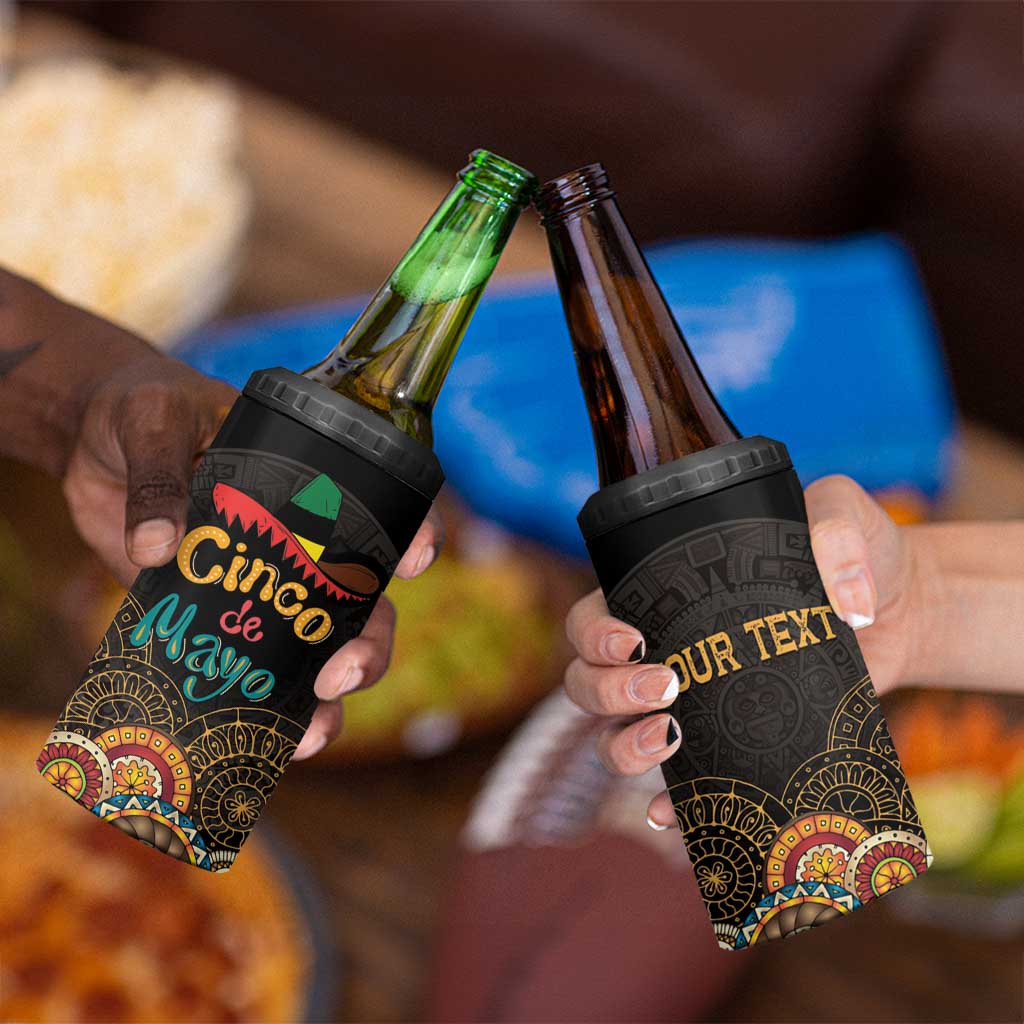 Personalized Mexico Cinco de Mayo Fiesta 4 in 1 Can Cooler Tumbler Traditional Sombrero Hat