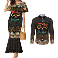 Personalized Mexico Cinco de Mayo Fiesta Couples Matching Mermaid Dress and Long Sleeve Button Shirt Traditional Sombrero Hat