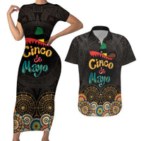 Personalized Mexico Cinco de Mayo Fiesta Couples Matching Short Sleeve Bodycon Dress and Hawaiian Shirt Traditional Sombrero Hat