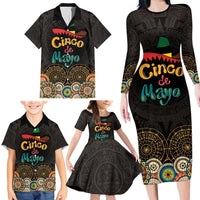 Personalized Mexico Cinco de Mayo Fiesta Family Matching Long Sleeve Bodycon Dress and Hawaiian Shirt Traditional Sombrero Hat