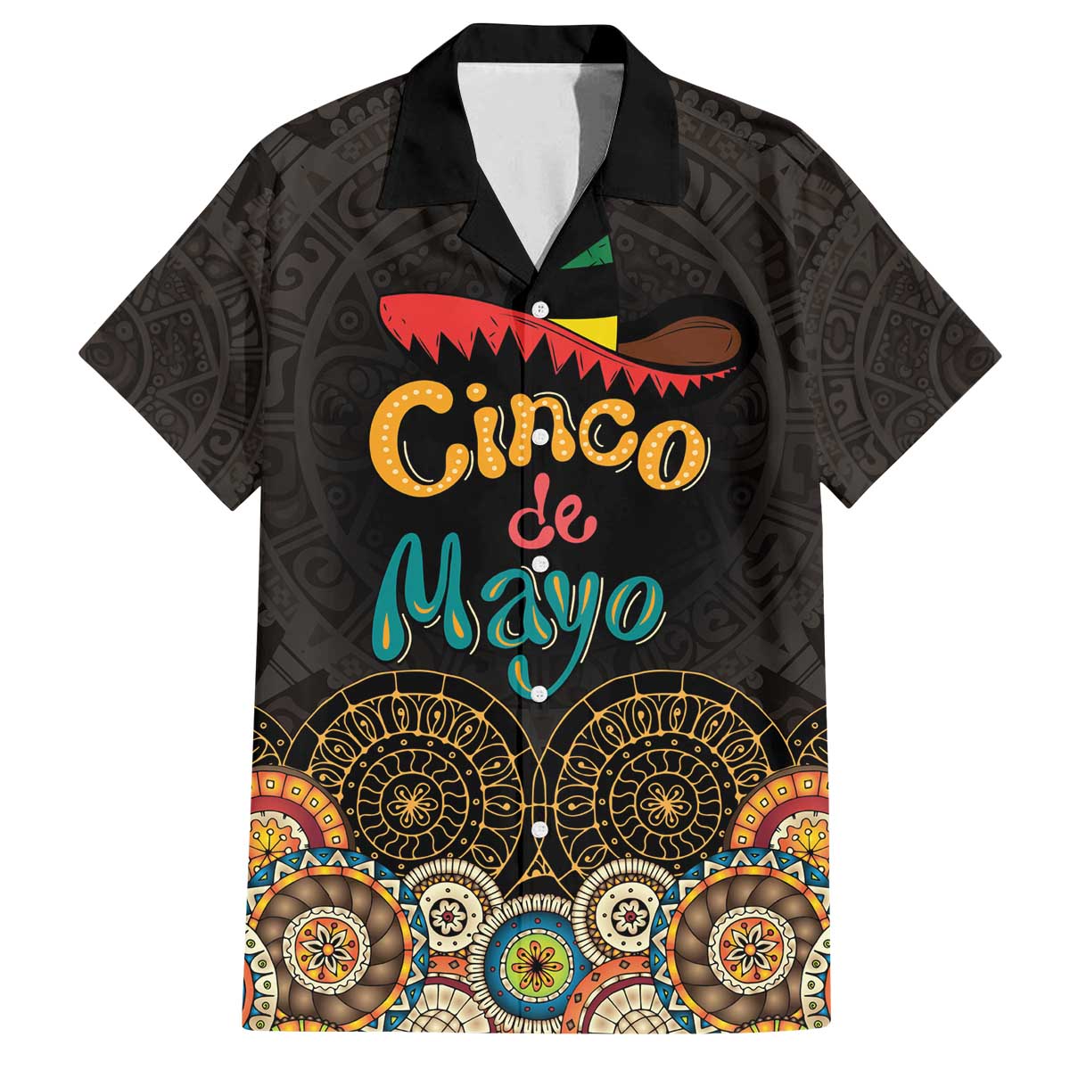 Personalized Mexico Cinco de Mayo Fiesta Family Matching Off The Shoulder Long Sleeve Dress and Hawaiian Shirt Traditional Sombrero Hat