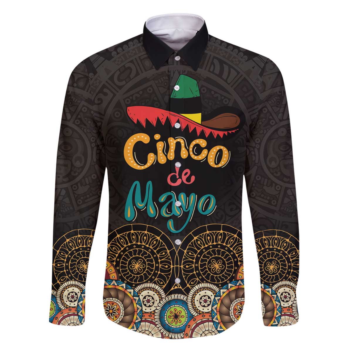 Personalized Mexico Cinco de Mayo Fiesta Family Matching Off The Shoulder Long Sleeve Dress and Hawaiian Shirt Traditional Sombrero Hat