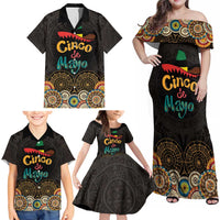 Personalized Mexico Cinco de Mayo Fiesta Family Matching Off Shoulder Maxi Dress and Hawaiian Shirt Traditional Sombrero Hat
