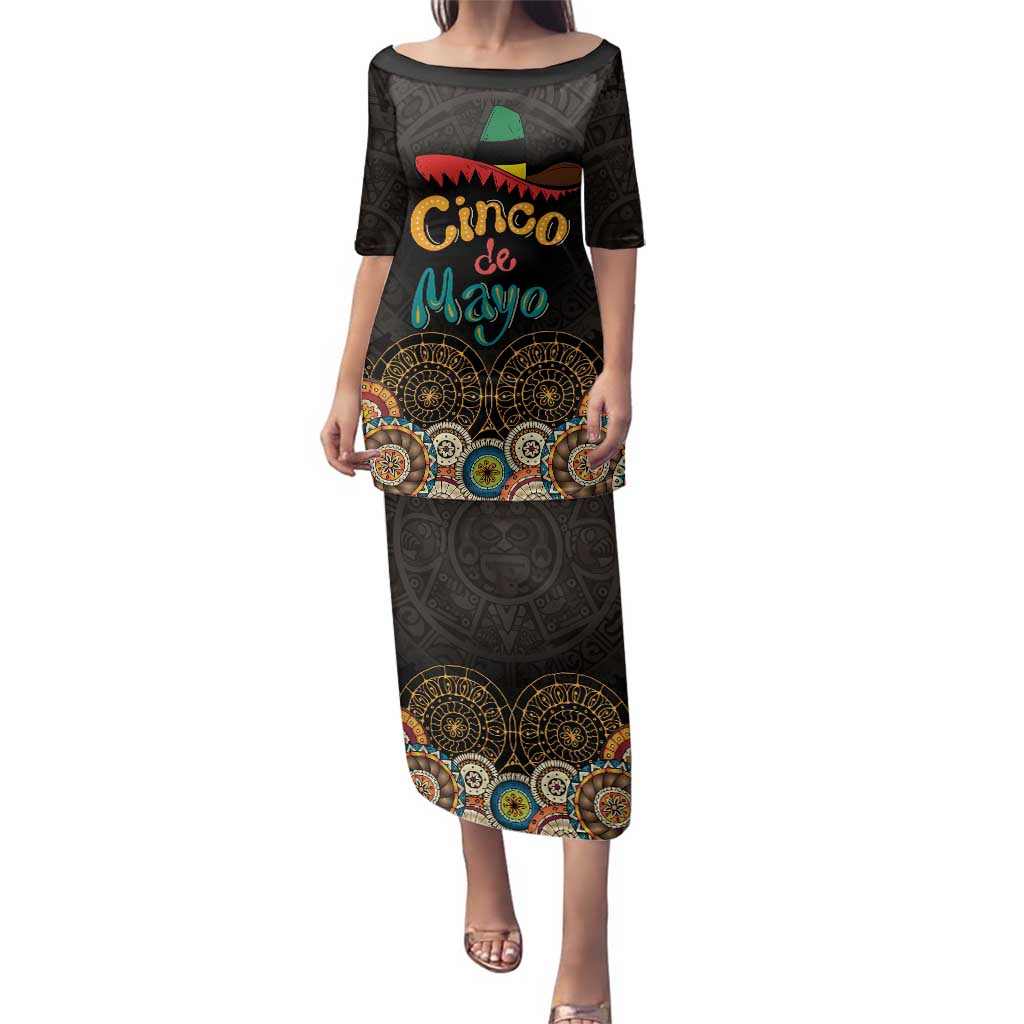 Personalized Mexico Cinco de Mayo Fiesta Family Matching Puletasi and Hawaiian Shirt Traditional Sombrero Hat