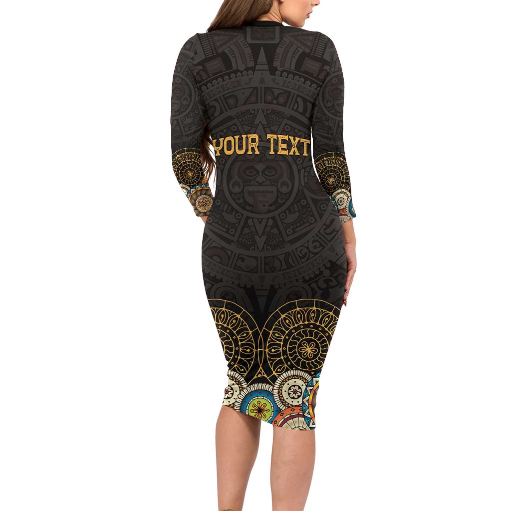Personalized Mexico Cinco de Mayo Fiesta Long Sleeve Bodycon Dress Traditional Sombrero Hat