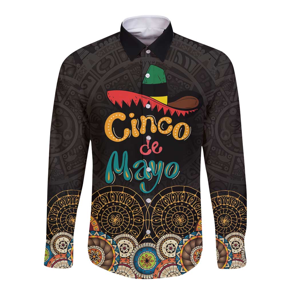 Personalized Mexico Cinco de Mayo Fiesta Long Sleeve Button Shirt Traditional Sombrero Hat