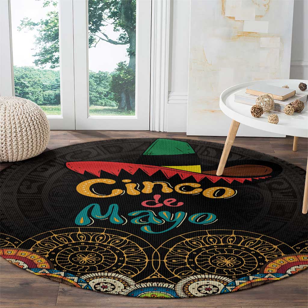 Mexico Cinco de Mayo Fiesta Round Carpet Traditional Sombrero Hat