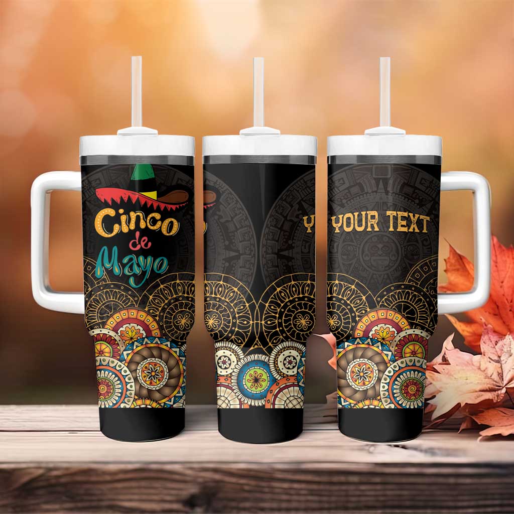 Personalized Mexico Cinco de Mayo Fiesta Tumbler With Handle Traditional Sombrero Hat