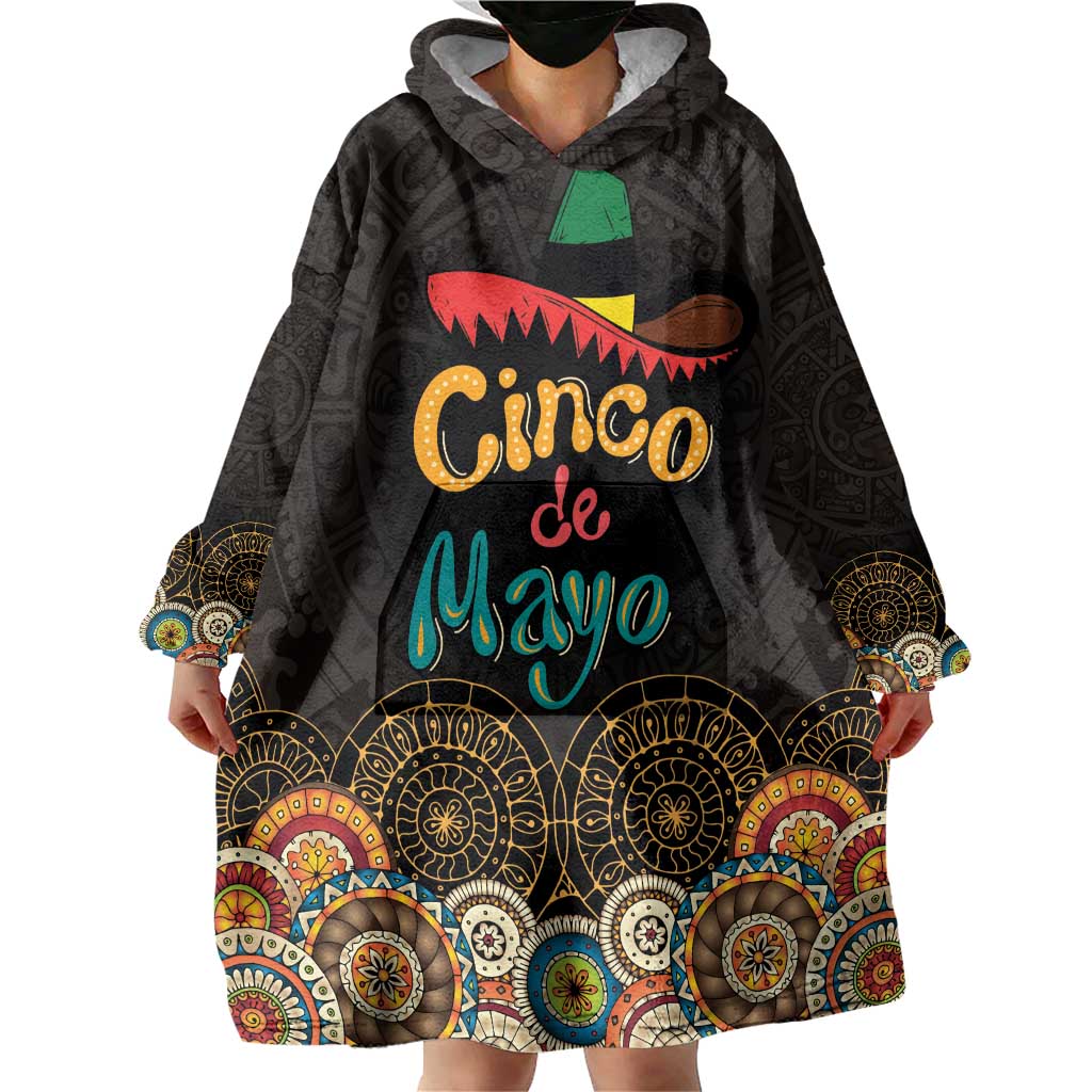 Personalized Mexico Cinco de Mayo Fiesta Wearable Blanket Hoodie Traditional Sombrero Hat