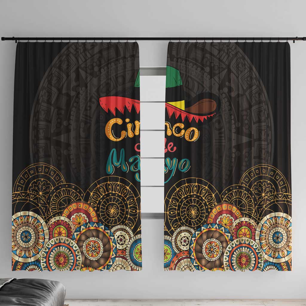 Mexico Cinco de Mayo Fiesta Window Curtain Traditional Sombrero Hat