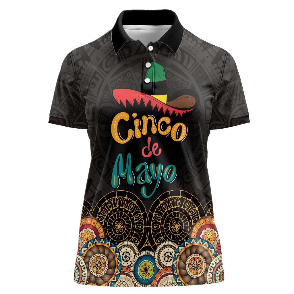 Personalized Mexico Cinco de Mayo Fiesta Women Polo Shirt Traditional Sombrero Hat