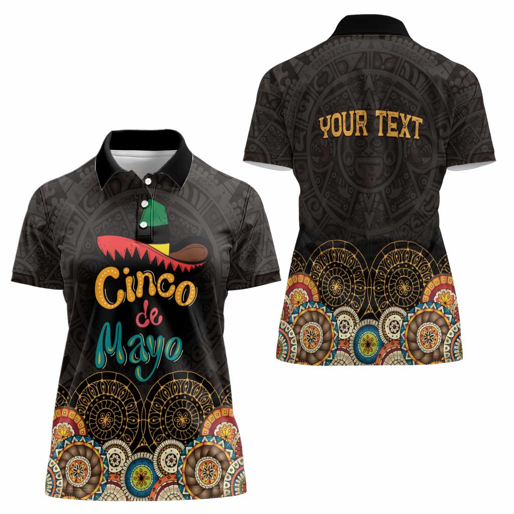Personalized Mexico Cinco de Mayo Fiesta Women Polo Shirt Traditional Sombrero Hat