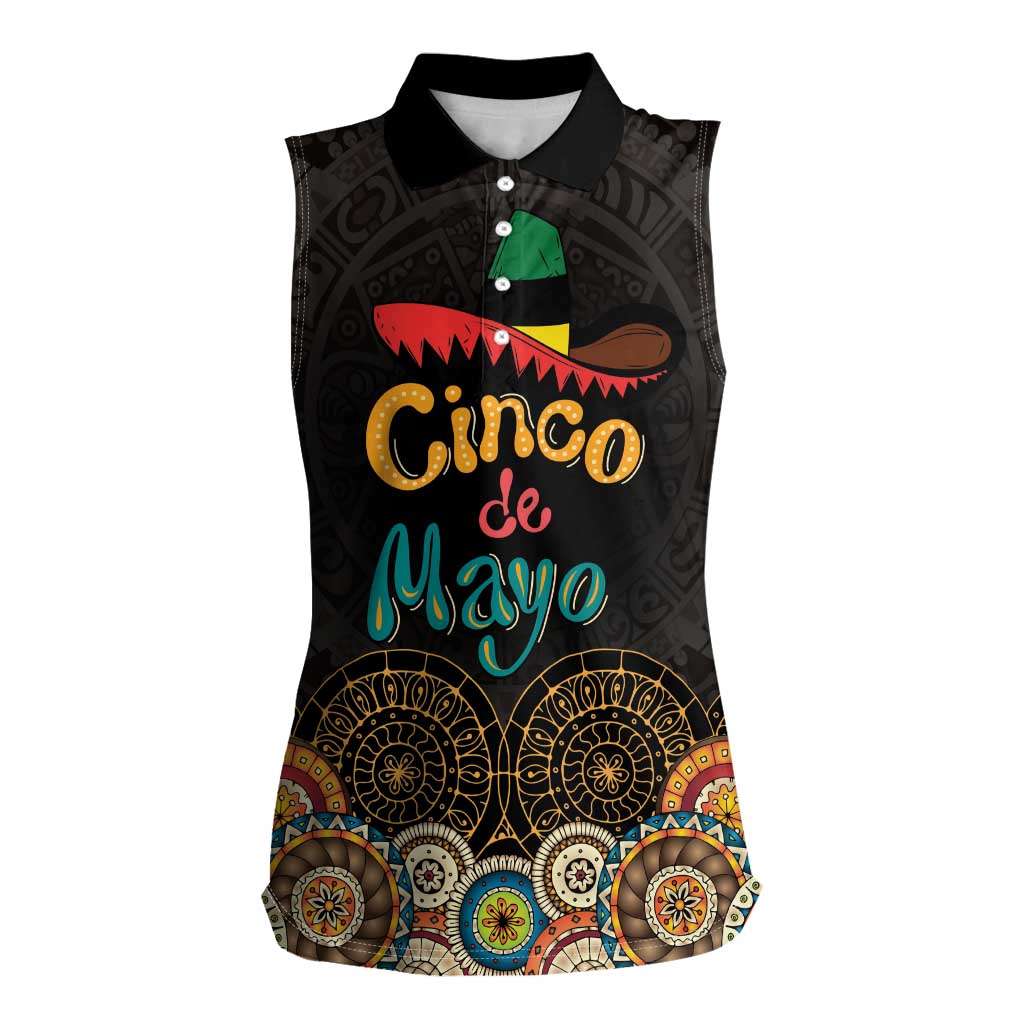 Personalized Mexico Cinco de Mayo Fiesta Women Sleeveless Polo Shirt Traditional Sombrero Hat