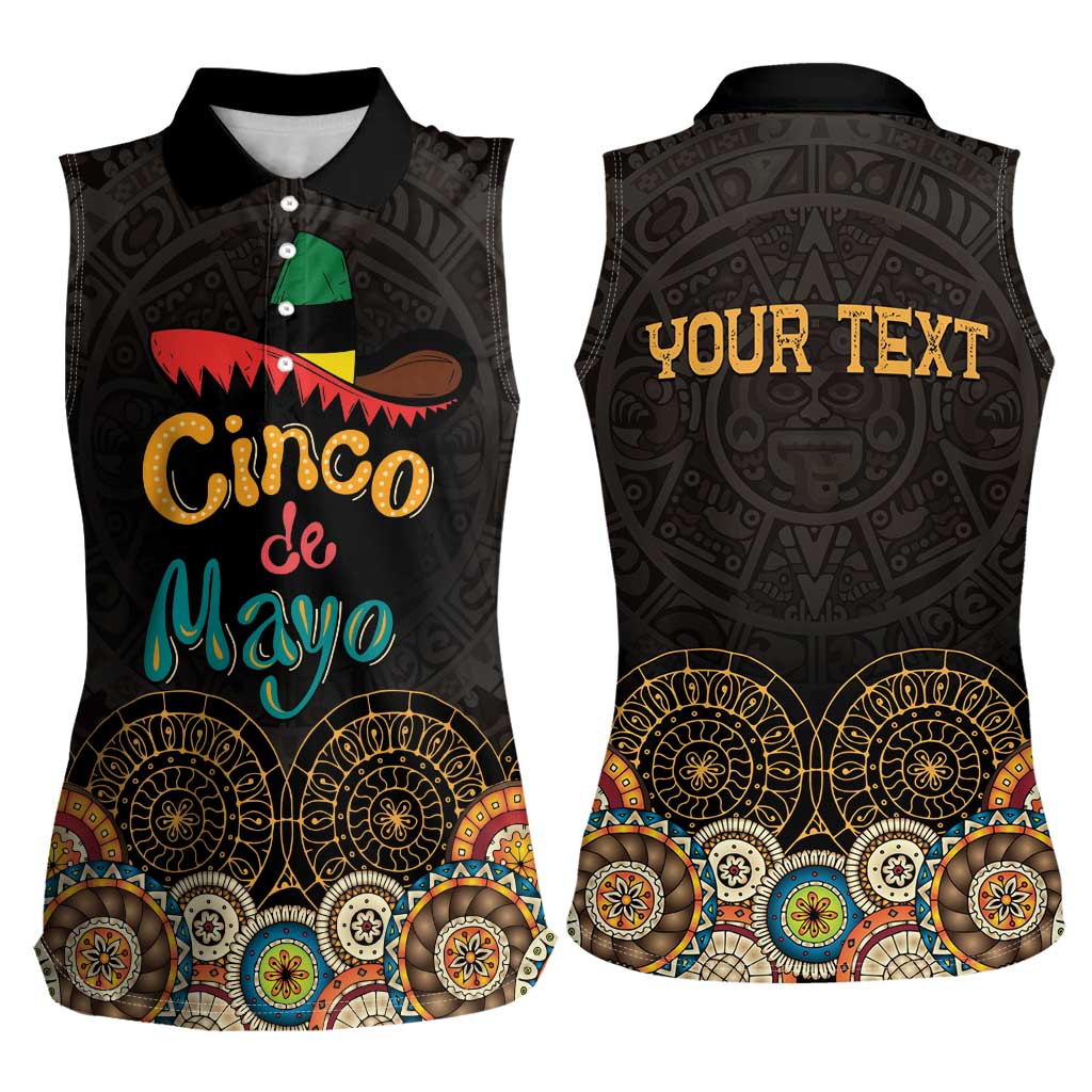 Personalized Mexico Cinco de Mayo Fiesta Women Sleeveless Polo Shirt Traditional Sombrero Hat