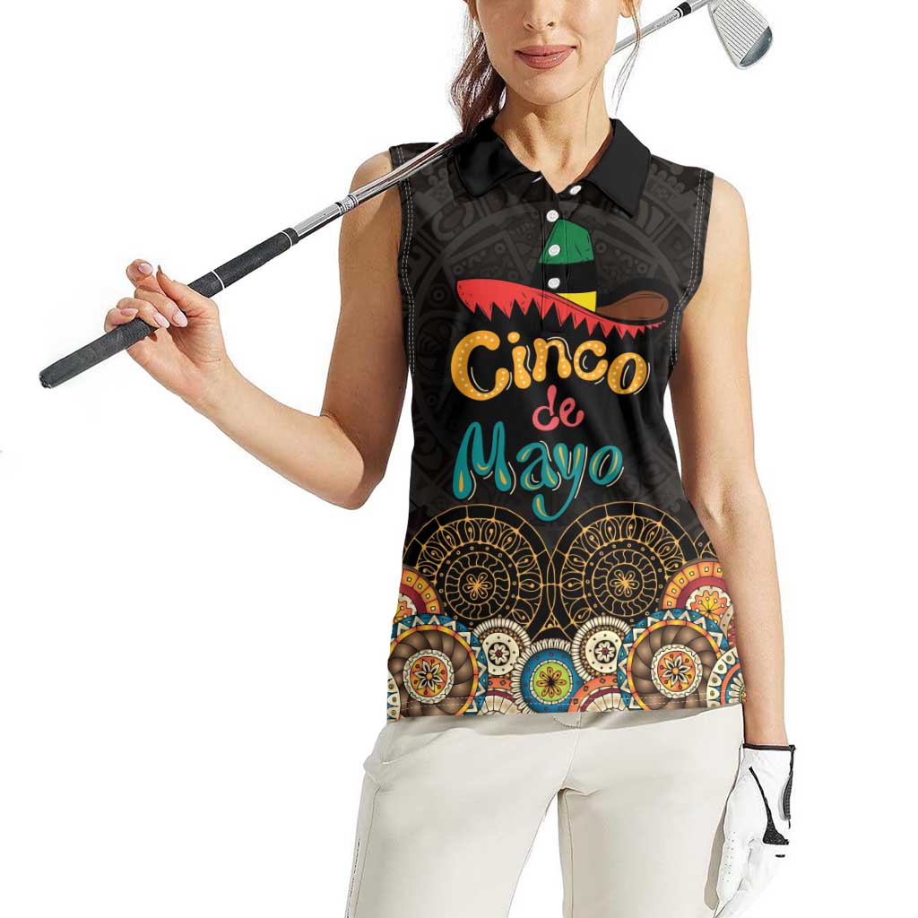 Personalized Mexico Cinco de Mayo Fiesta Women Sleeveless Polo Shirt Traditional Sombrero Hat