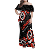 Canada National Indigenous Peoples Day 2024 Family Matching Off Shoulder Maxi Dress and Hawaiian Shirt Haida Pattern - Wonder Print Shop