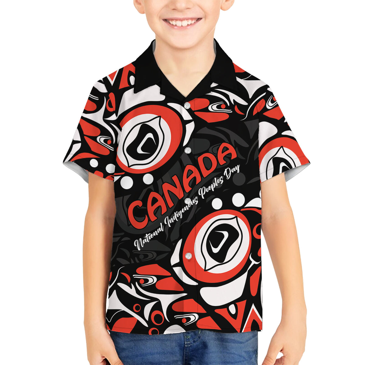 Canada National Indigenous Peoples Day 2024 Family Matching Off Shoulder Short Dress and Hawaiian Shirt Haida Pattern - Wonder Print Shop