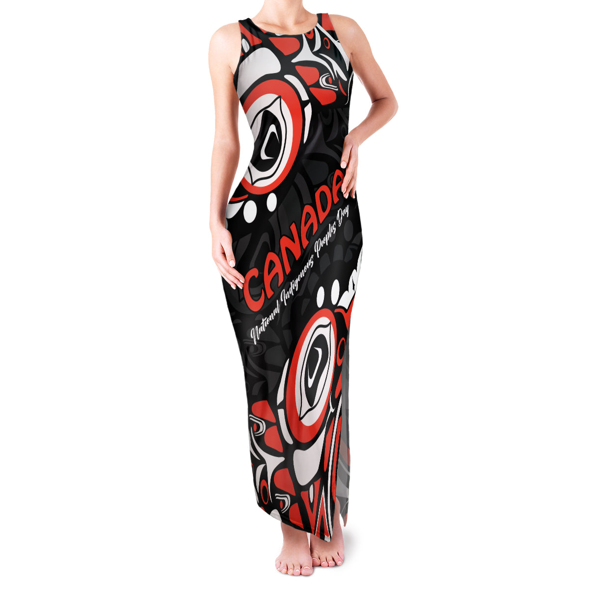 Canada National Indigenous Peoples Day 2024 Family Matching Tank Maxi Dress and Hawaiian Shirt Haida Pattern - Wonder Print Shop