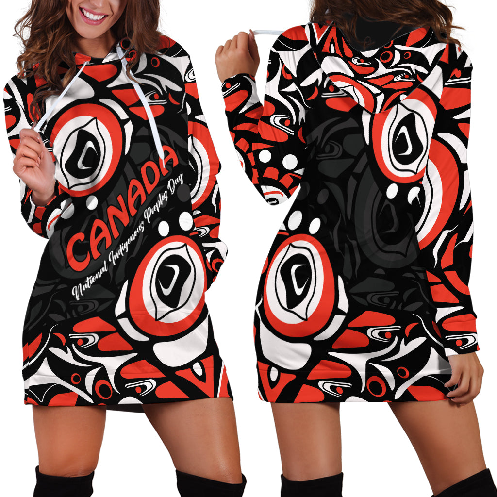 Canada National Indigenous Peoples Day 2024 Hoodie Dress Haida Pattern - Wonder Print Shop