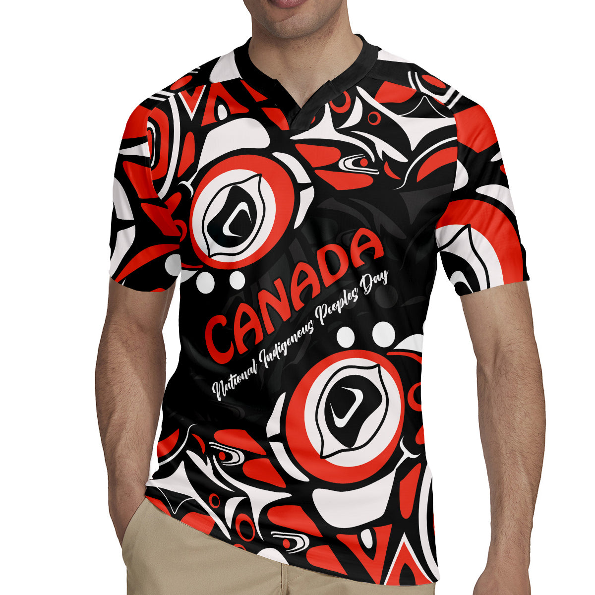 Canada National Indigenous Peoples Day 2024 Rugby Jersey Haida Pattern - Wonder Print Shop