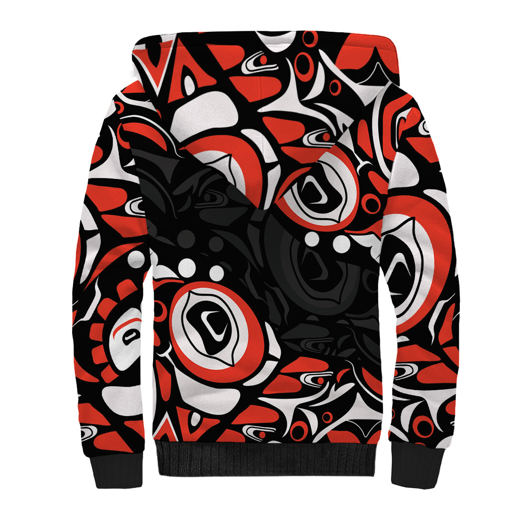 Canada National Indigenous Peoples Day 2024 Sherpa Hoodie Haida Pattern - Wonder Print Shop