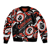 Canada National Indigenous Peoples Day 2024 Sleeve Zip Bomber Jacket Haida Pattern - Wonder Print Shop
