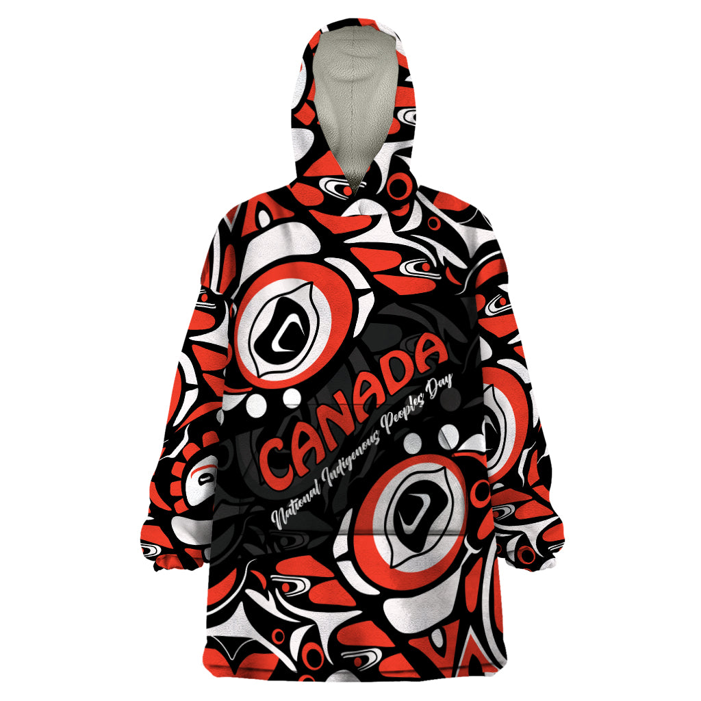 Canada National Indigenous Peoples Day 2024 Wearable Blanket Hoodie Haida Pattern