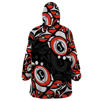 Canada National Indigenous Peoples Day 2024 Wearable Blanket Hoodie Haida Pattern - Wonder Print Shop