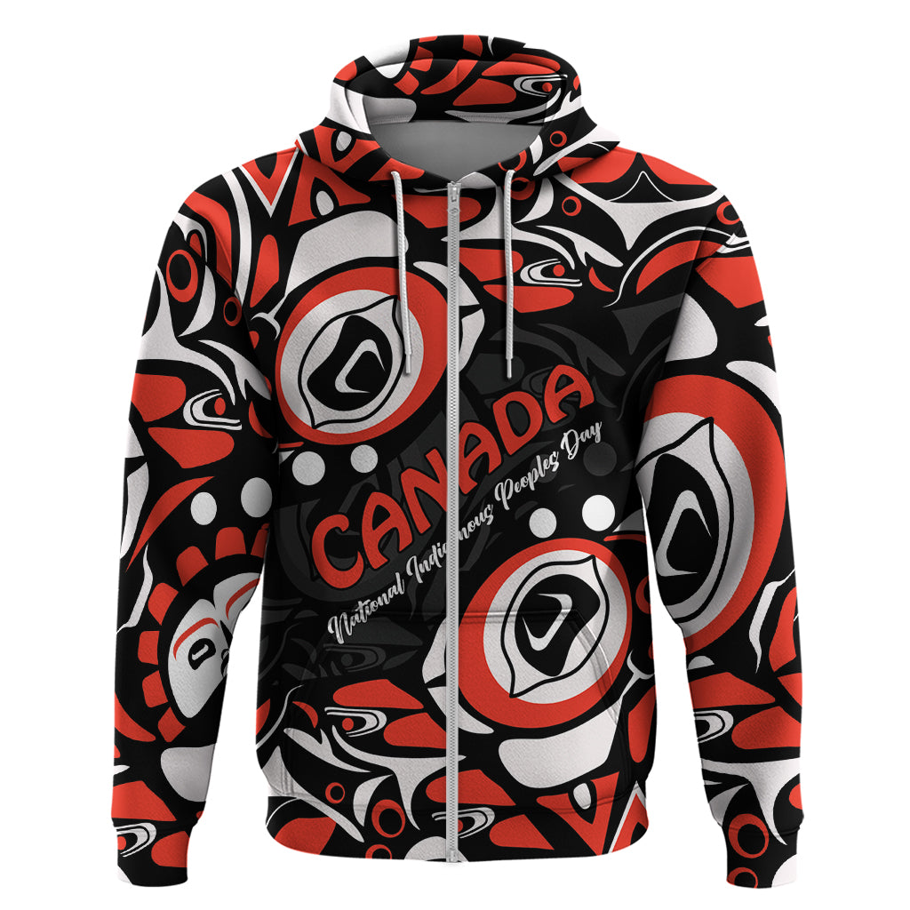 Canada National Indigenous Peoples Day 2024 Zip Hoodie Haida Pattern - Wonder Print Shop