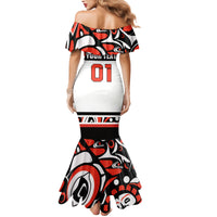 Canada Hockey 2024 Family Matching Mermaid Dress and Hawaiian Shirt Haida Maple Leaf - Wonder Print Shop