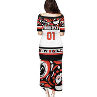 Canada Hockey 2024 Family Matching Puletasi and Hawaiian Shirt Haida Maple Leaf - Wonder Print Shop