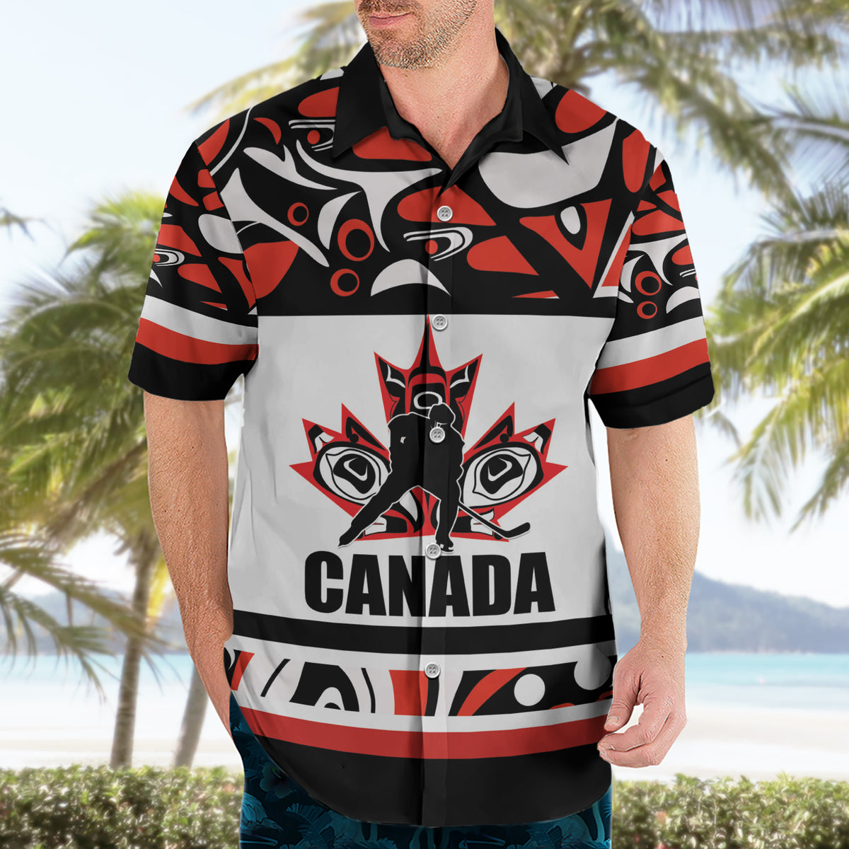 Canada Hockey 2024 Hawaiian Shirt Haida Maple Leaf - Wonder Print Shop