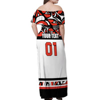 Canada Hockey 2024 Off Shoulder Maxi Dress Haida Maple Leaf - Wonder Print Shop