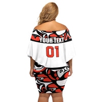 Canada Hockey 2024 Off Shoulder Short Dress Haida Maple Leaf - Wonder Print Shop