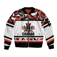Canada Hockey 2024 Sleeve Zip Bomber Jacket Haida Maple Leaf - Wonder Print Shop