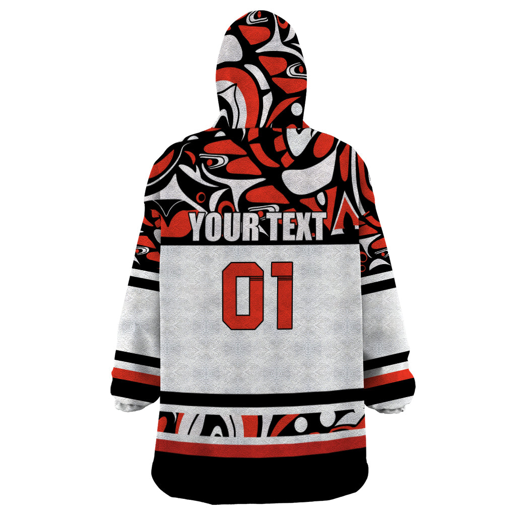 Canada Hockey 2024 Wearable Blanket Hoodie Haida Maple Leaf - Wonder Print Shop