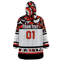 Canada Hockey 2024 Wearable Blanket Hoodie Haida Maple Leaf - Wonder Print Shop