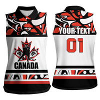 Canada Hockey 2024 Women Sleeveless Polo Shirt Haida Maple Leaf - Wonder Print Shop