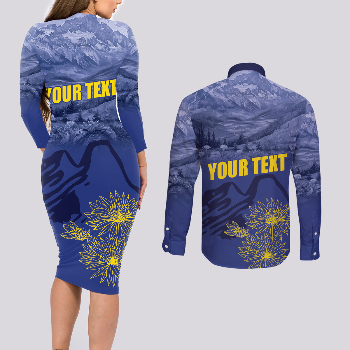 National Montana Day 2024 Couples Matching Long Sleeve Bodycon Dress and Long Sleeve Button Shirt The Treasure State - Wonder Print Shop