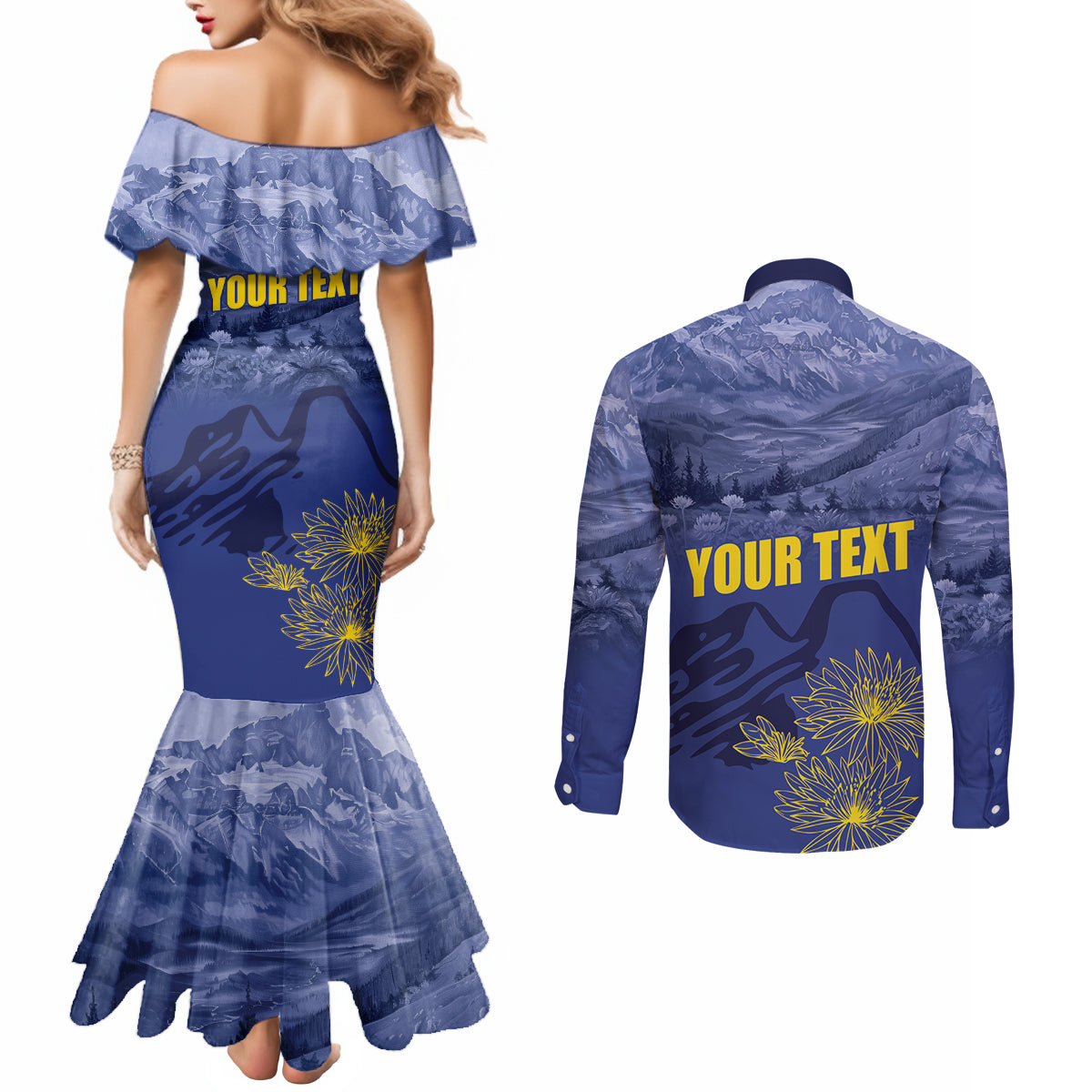 National Montana Day 2024 Couples Matching Mermaid Dress and Long Sleeve Button Shirt The Treasure State