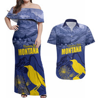 National Montana Day 2024 Couples Matching Off Shoulder Maxi Dress and Hawaiian Shirt The Treasure State - Wonder Print Shop