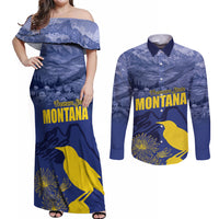 National Montana Day 2024 Couples Matching Off Shoulder Maxi Dress and Long Sleeve Button Shirt The Treasure State - Wonder Print Shop