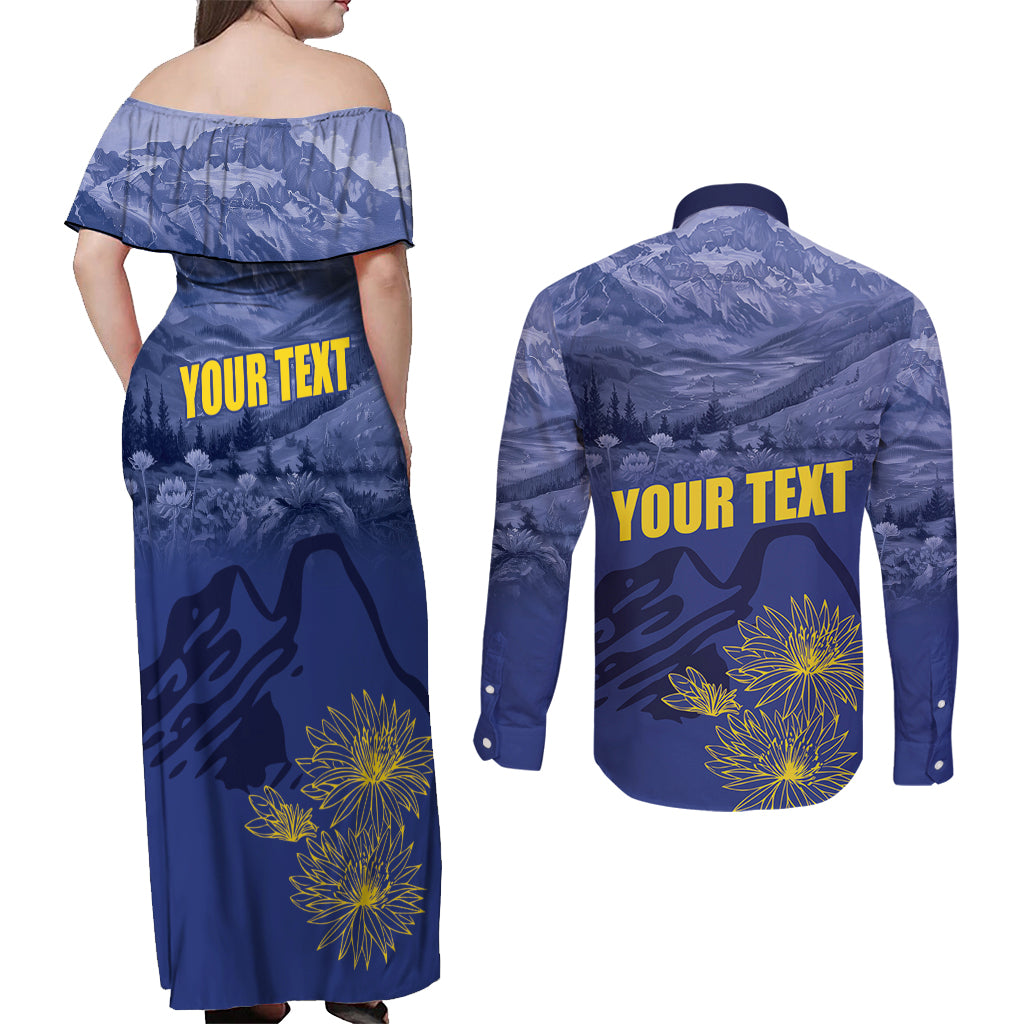 National Montana Day 2024 Couples Matching Off Shoulder Maxi Dress and Long Sleeve Button Shirt The Treasure State - Wonder Print Shop