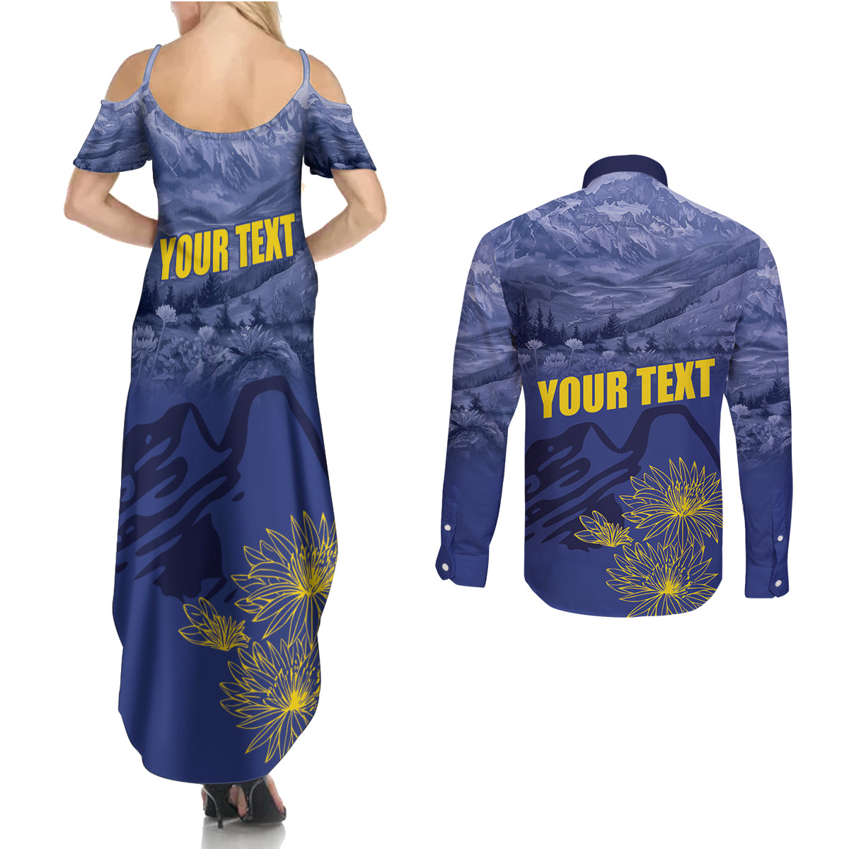 National Montana Day 2024 Couples Matching Summer Maxi Dress and Long Sleeve Button Shirt The Treasure State - Wonder Print Shop