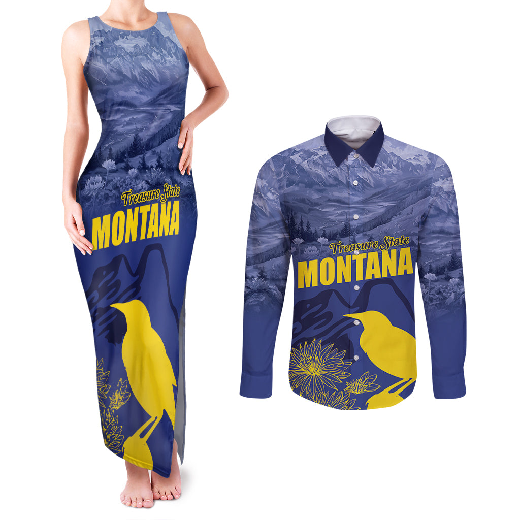 National Montana Day 2024 Couples Matching Tank Maxi Dress and Long Sleeve Button Shirt The Treasure State - Wonder Print Shop