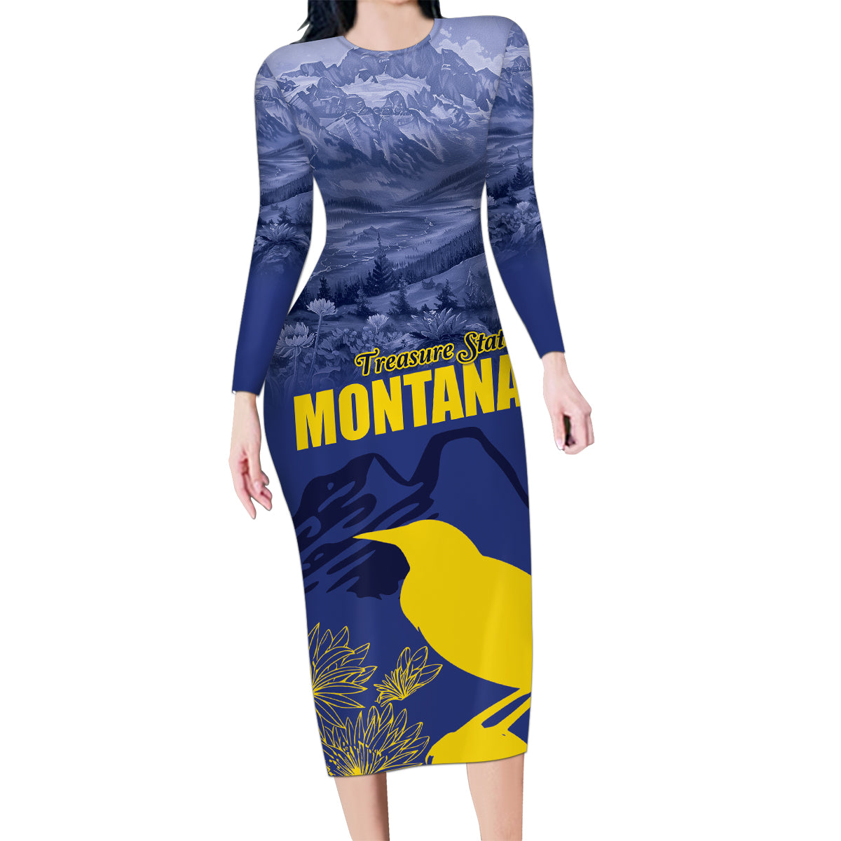 National Montana Day 2024 Family Matching Long Sleeve Bodycon Dress and Hawaiian Shirt The Treasure State - Wonder Print Shop