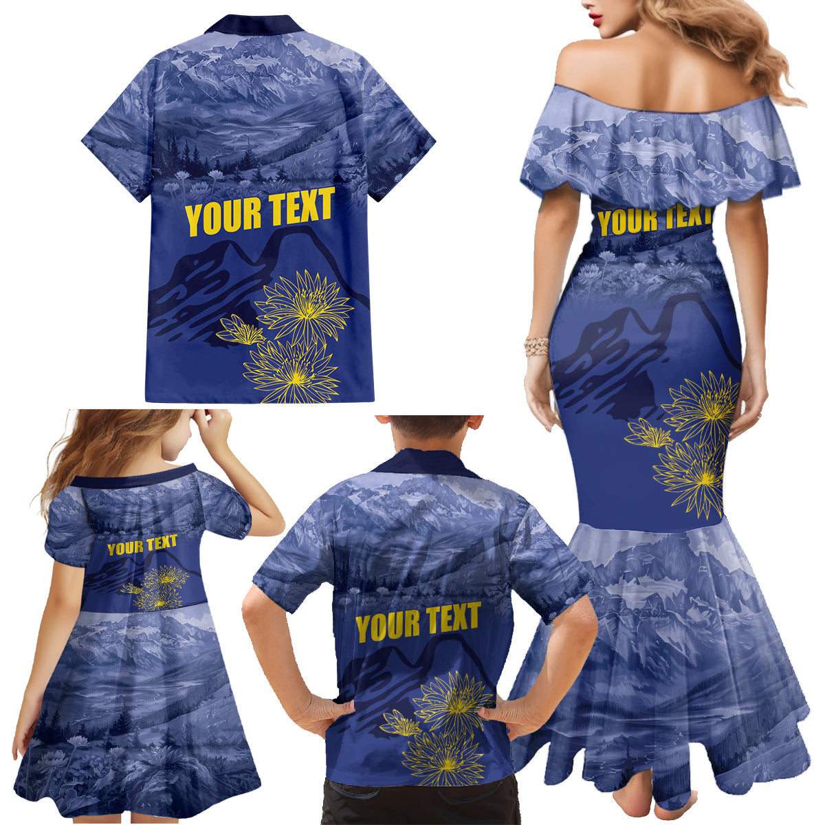 National Montana Day 2024 Family Matching Mermaid Dress and Hawaiian Shirt The Treasure State - Wonder Print Shop