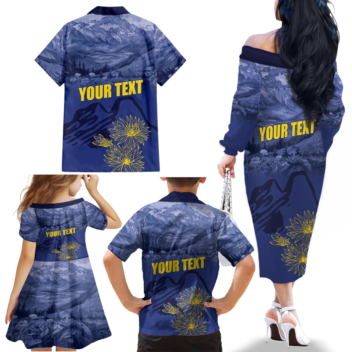 National Montana Day 2024 Family Matching Off The Shoulder Long Sleeve Dress and Hawaiian Shirt The Treasure State - Wonder Print Shop
